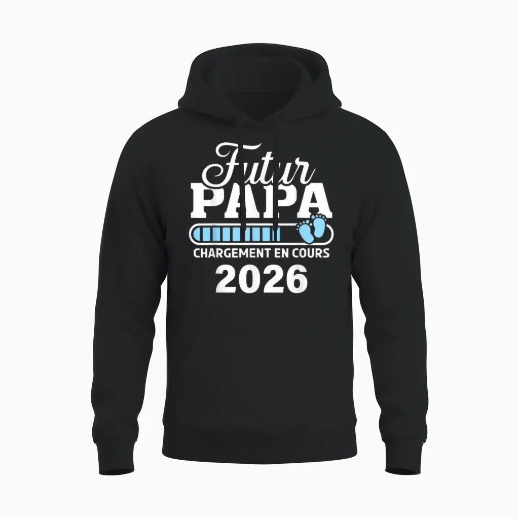 Je Vais être Papa 2026 T-Shirt Man Future Papa 2026 Unisex Hoodie in Black
