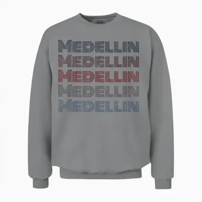 Colombia 70's City Retro Vintage Medellin T-Shirt, Grey, S Unisex Sweatshirt - Sport Grey