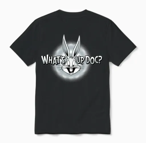 Looney Tunes Bugs Bunny What's Up Doc? Unisex T-Shirt in Black