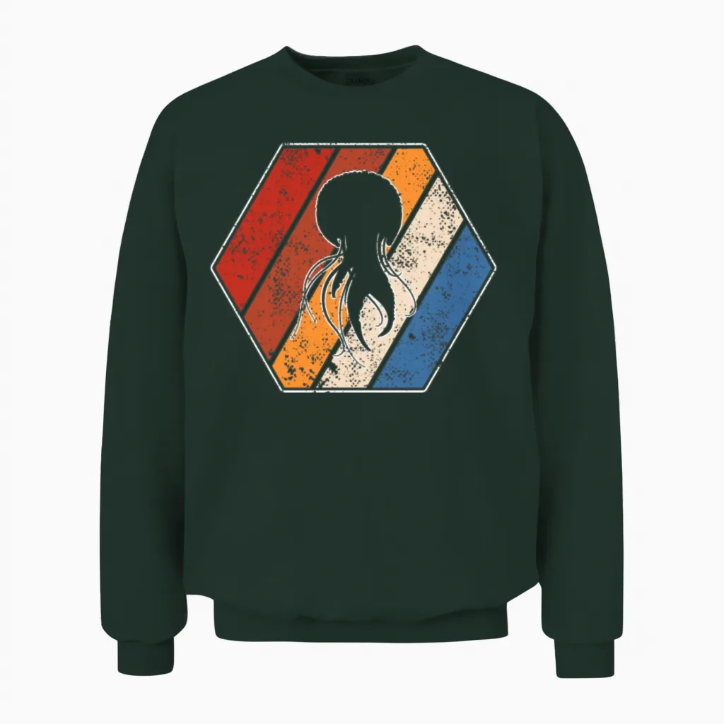 Jellyfish Retro Unisex Sweatshirt in Forest
