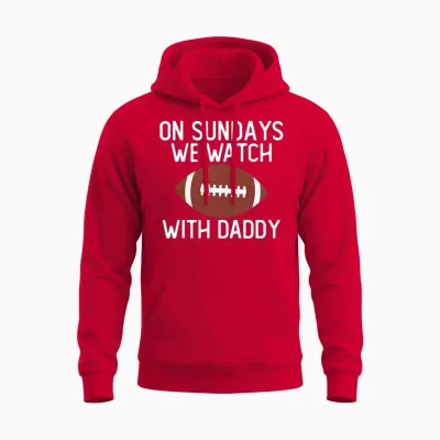On Sundays We Watch with Daddy Funny Family Unisex Hoodie - Red