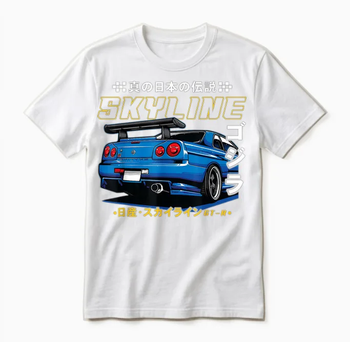 Retro Vintage Japanese Skyline Jdm Ride Legendary Race Car Unisex T-Shirt in White