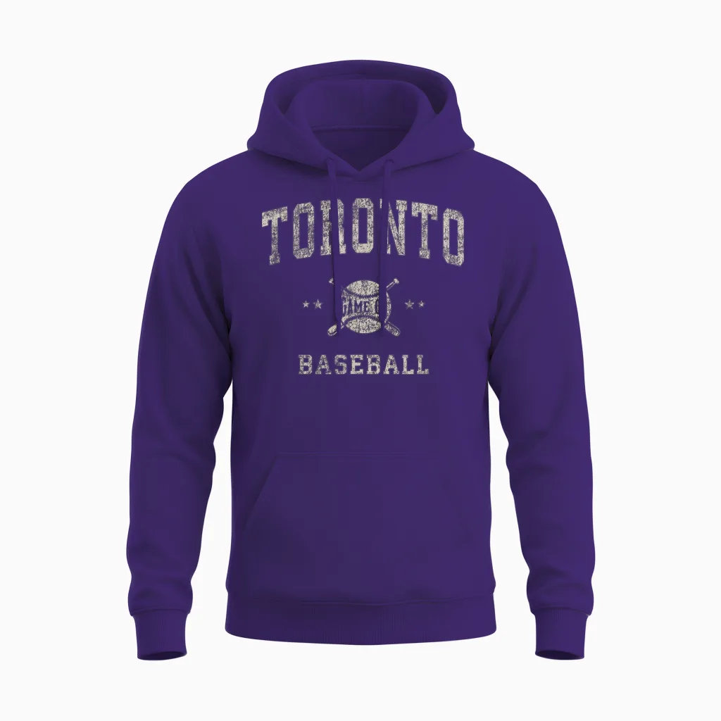 Toronto Vintage Baseball Throwback Retro Design Unisex Hoodie in Purple