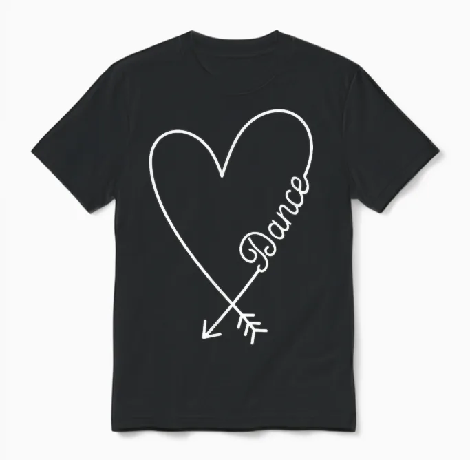 Dance Cute Graphic Heart Love Unisex T-Shirt in Black