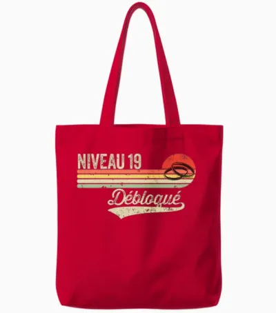 Idée Cadeau Humour Noces De Cretonne - 19 Ans De Mariage Manche Longue Tote Bags - Red