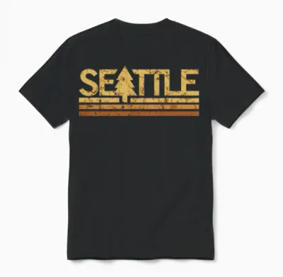 Retro Vintage Seattle Washington Unisex T-Shirt - Black