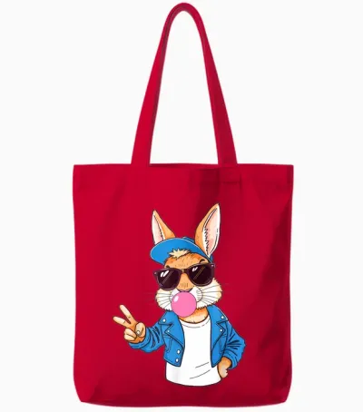 Cooler Hase Osterhase Bunny Kaninchen Kinder Jungen Ostern Tote Bags - Red
