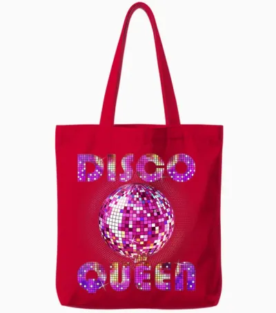 Art Disco Queen for Women and Girls Music Funk Dance Disco Tote Bags - Red