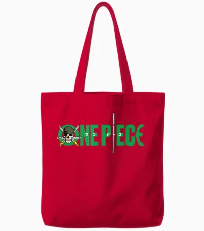 One Piece Graphic Skull Zoro Anime T-Shirt, Black, S Tote Bags - Red