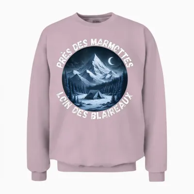 Near Marmots Away Badger Quote Forest Mountain T-Shirt, Black, S Unisex Sweatshirt - Light Pink