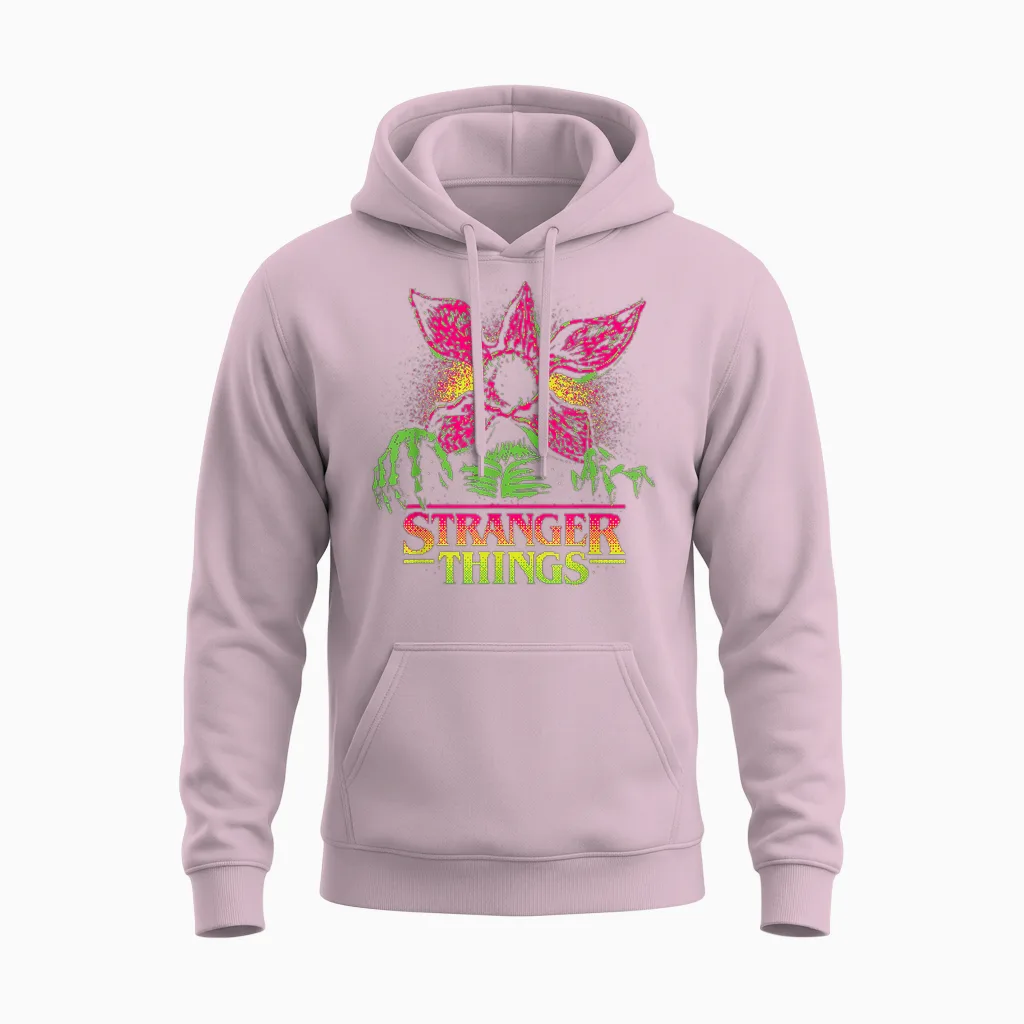 Stranger Things Neon Demogorgon Unisex Hoodie in Light Pink