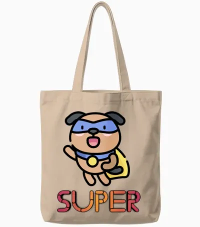 Super Dog Tote Bags - Natural