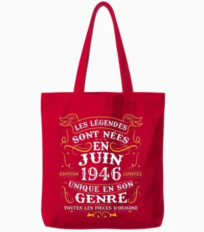 Vintage Cadeau D'anniversaire 80 Ans Nés En Juin 1946 Tote Bags - Red