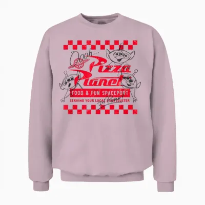 Disney Pixar Toy Story Pizza Planet Food & Fun Retro Logo Unisex Sweatshirt - Light Pink