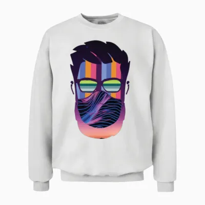 Gaming Retro Mask Man Unisex Sweatshirt - White