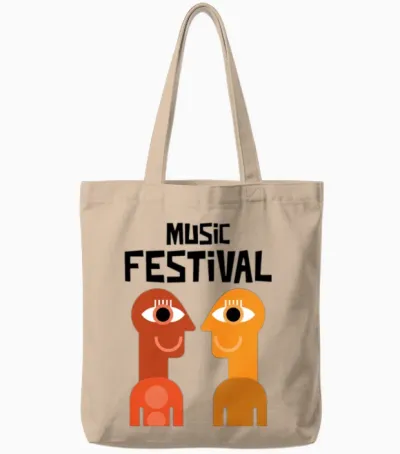 Music Festival Tote Bags - Natural