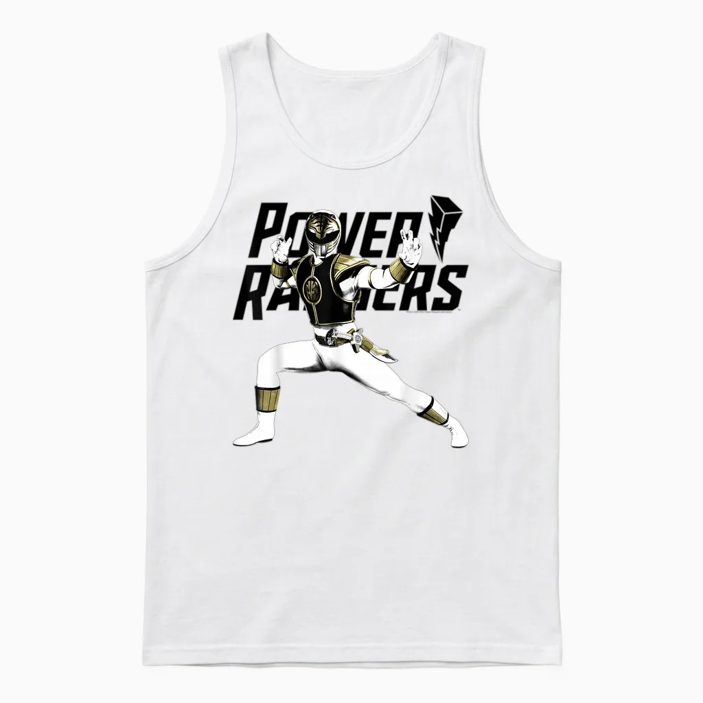 Power Rangers White Ranger Karate Action Pose Logo Unisex Tank Top in White