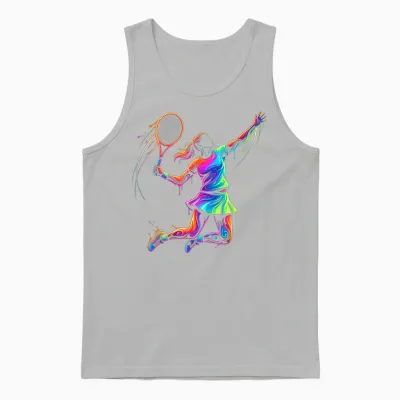 Tennis Player Woman Child and Girl Unisex Tank Top - Ash