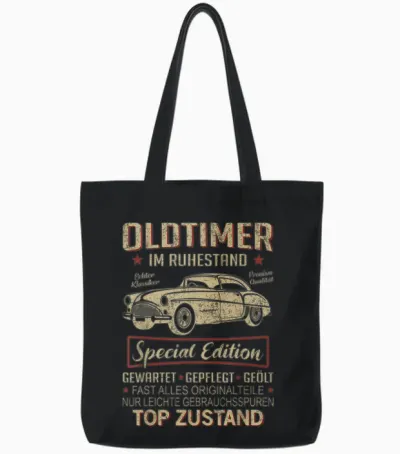 Oldtimer Im Ruhestand Pensionär Rente Rentner Spruch Tote Bags - Black