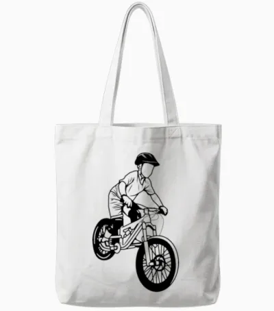 Mountain Biking Boy Tote Bags - White