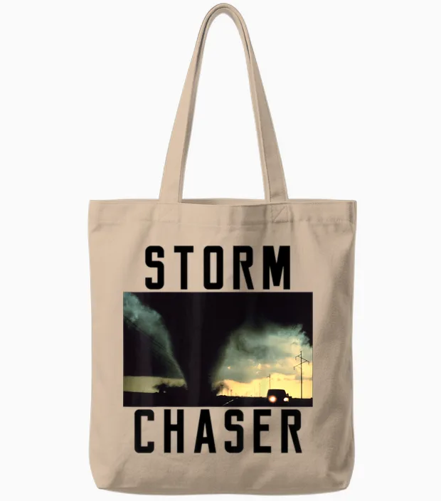 Storm Chaser Tornado Picture Weather Meteorologist Tote Bags in Natural