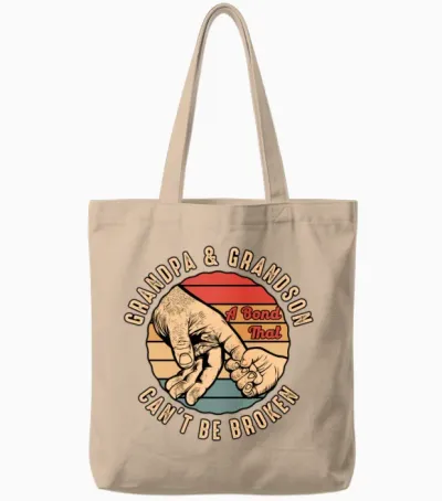 Vintage Grandpa Grandson Saying Gift Tote Bags - Natural