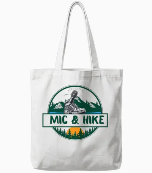 Mic & Hike Tote Bags - White