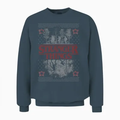 Netflix Stranger Things Ugly Christmas Sweater Style Unisex Sweatshirt - Dark Heather