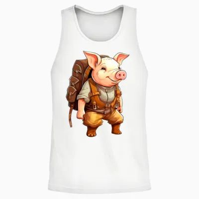 Hiking Piggy / Mountaineering Piggy Unisex Tank Top - White
