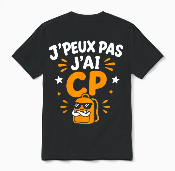 Enfant Humour école élève Rentrée Des Classes J'peux Pas J'ai Cp Unisex T-Shirt in Black