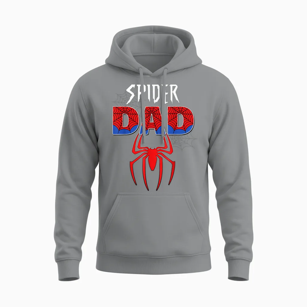 Mens Spider Dad Design Father's Day Matching Family Birthday Unisex Hoodie in Sport Grey