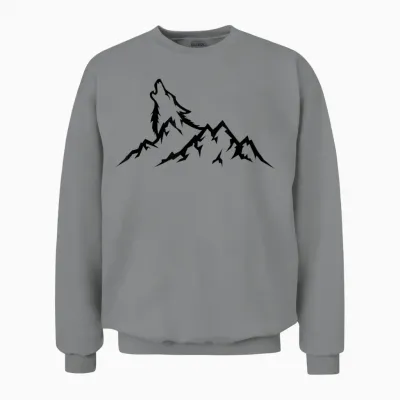 Wolf Mountain T-Shirt - Retro Wildlife Heulender Wolf Natur Unisex Sweatshirt - Sport Grey