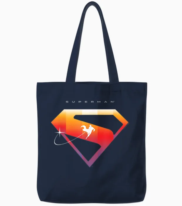 Superman (2025) Flying Silhouette S-Shield Emblem Tote Bags in Navy