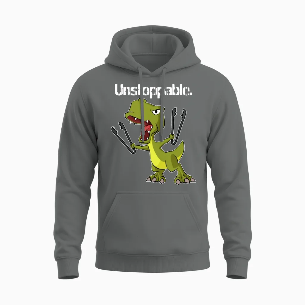 T-Rex Unstoppable Unisex Hoodie in Graphite Heather