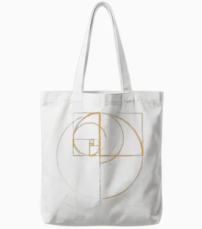 Fibonacci Golden Ratio Circle Tote Bags - White
