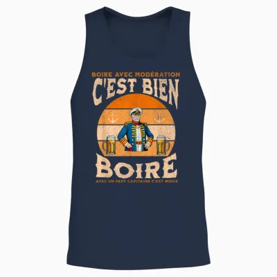 Papy Capitaine Bateau Ancre Apéro Bière Humour Grand-Père Unisex Tank Top - Navy