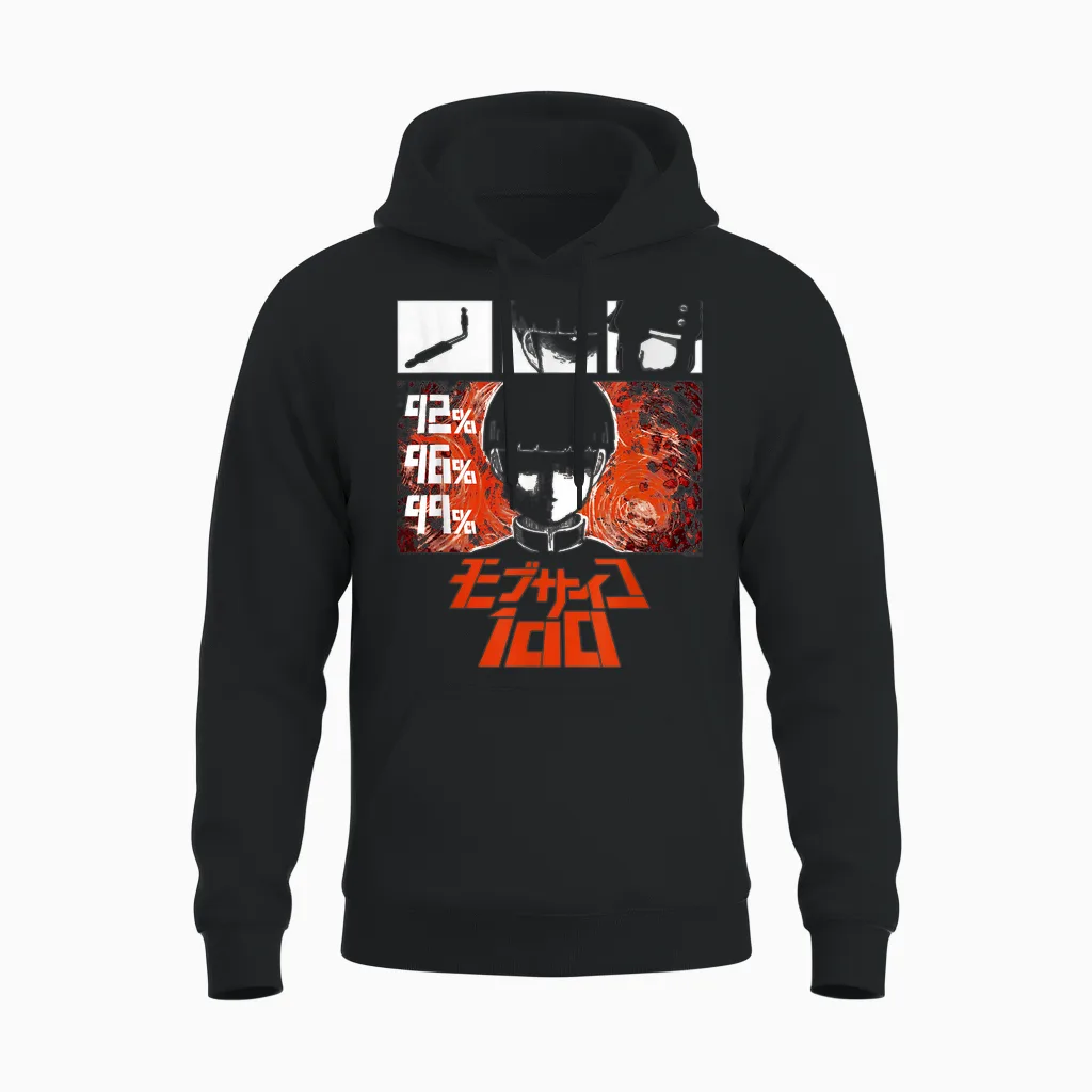 Mob Psycho 100 Emotion Power Percentage Collage Anime Unisex Hoodie in Black