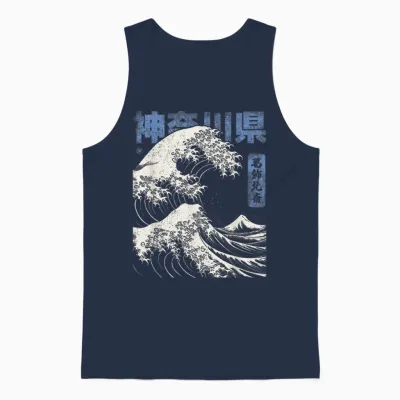 Hokusai Ukiyo-E Japan Honshu Japanische Welle Vor Kanagawa Unisex Tank Top - Navy
