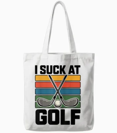 I Suck at Golf Joke Funny Golf Loser Sarcastic Men Golfing Tote Bags - White