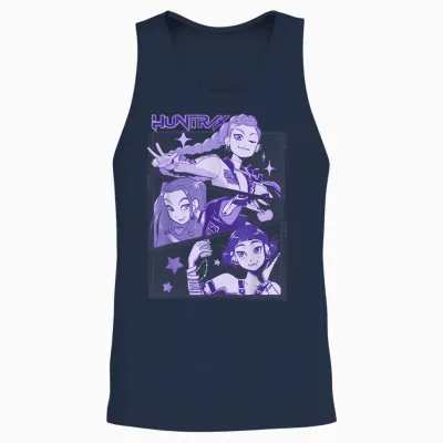 Kpop Demon Hunters Halloween Huntrix Cute Manhwa Panels Unisex Tank Top - Navy