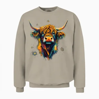 Scottish Cow Highland Scottish Cattle Highlander Hairy Cow Unisex Sweatshirt - Sand