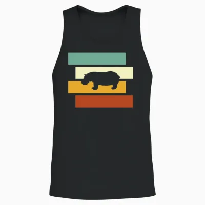 Hippo Retro Unisex Tank Top - Black