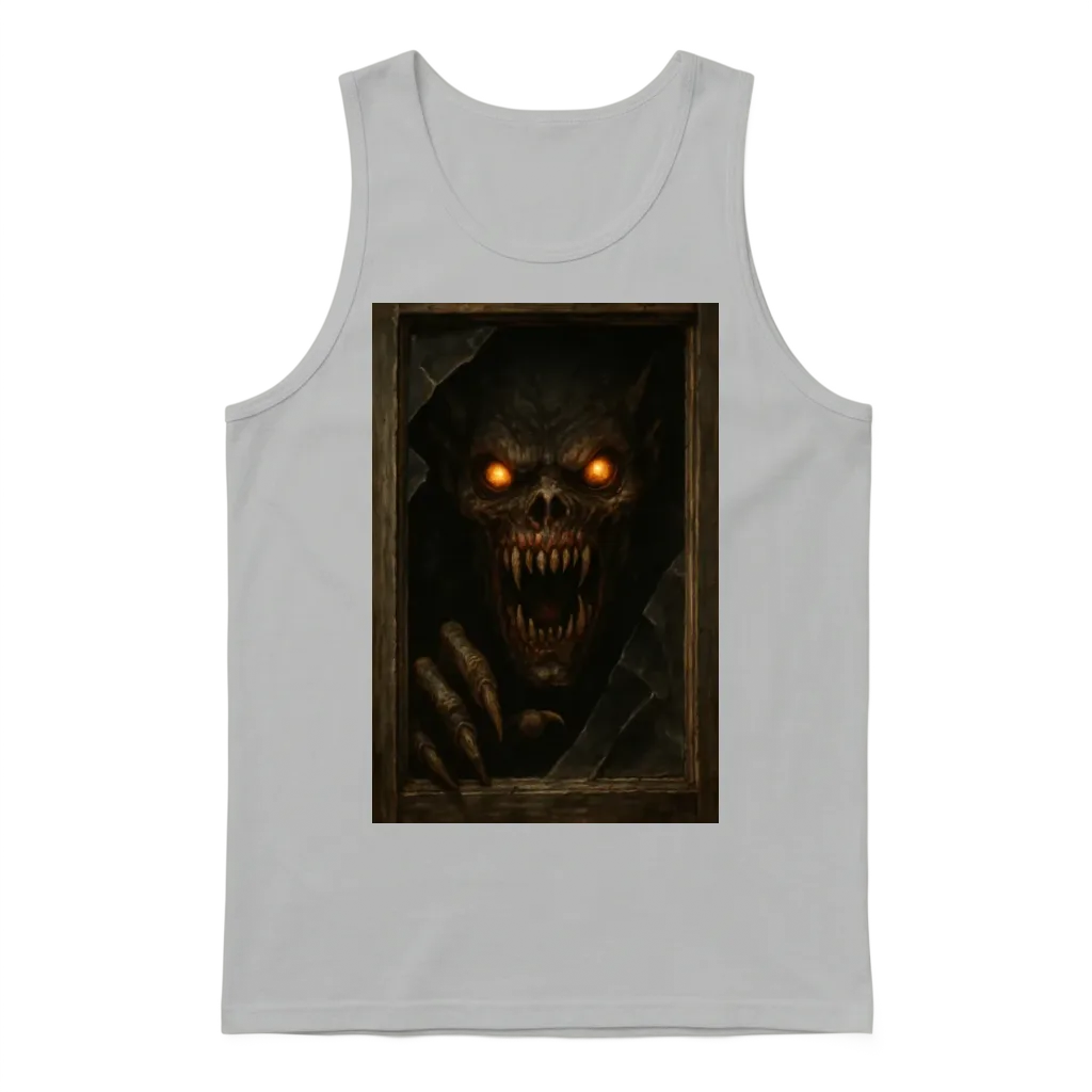 Demonic Skull with Glowing Eyes Unisex Tank Top - Ash