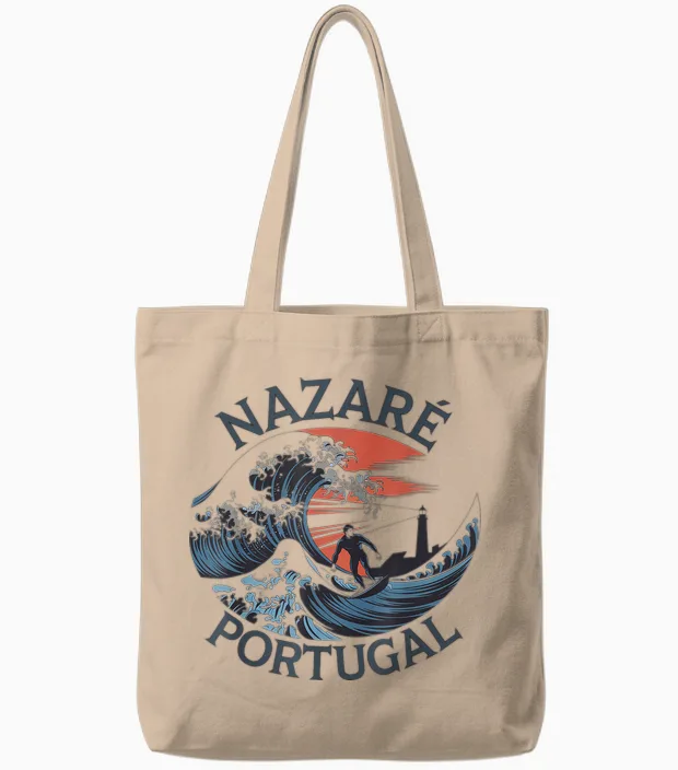 Nazaré Surfing Tote Bags in Natural