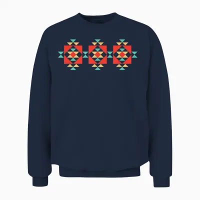 Motif Tribal Amérindien Du Sud-Ouest Santa Fe Unisex Sweatshirt - Navy