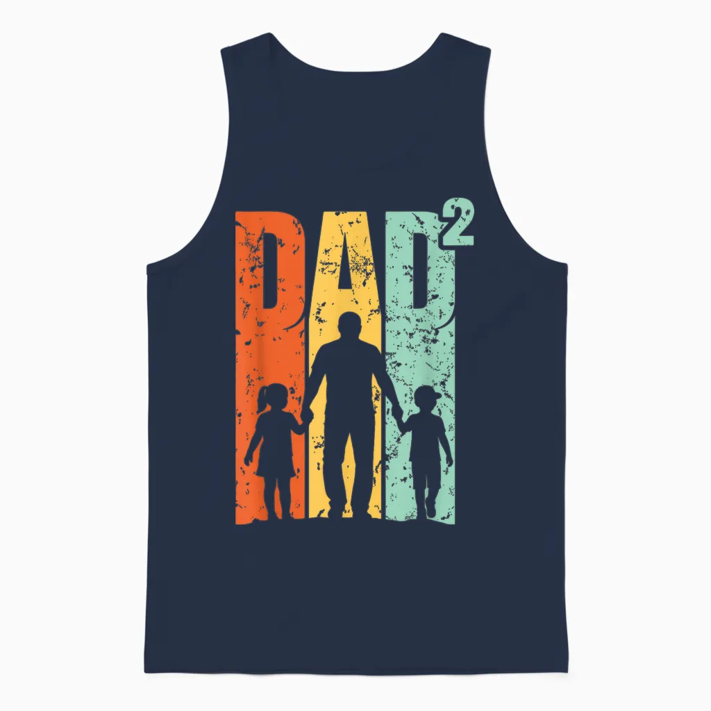 Papa Von Zwei Kindern Im Retro-Vintage-Stil Unisex Tank Top in Navy