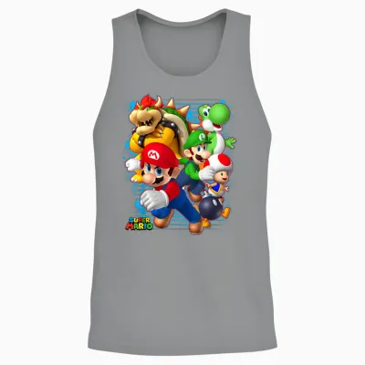 Nintendo Super Mario Luigi Bowser Spray Paint Unisex Tank Top - Sport Grey