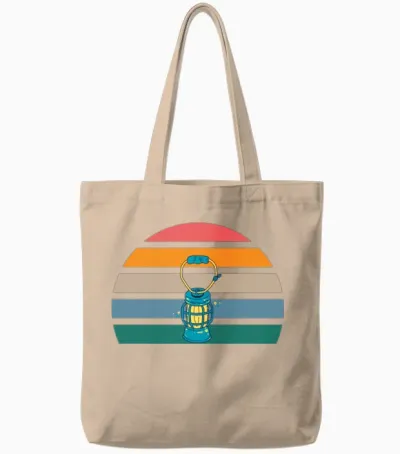 Retro Oil Lamp Tote Bags - Natural