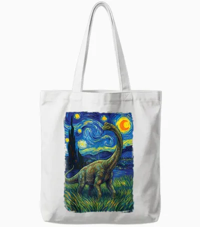 Brontosaure Nuit étoilée Apatosaure Tote Bags - White