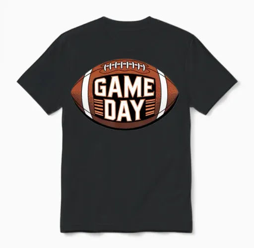 Game Day Football Shirt Football Game Day Unisex T-Shirt in Black